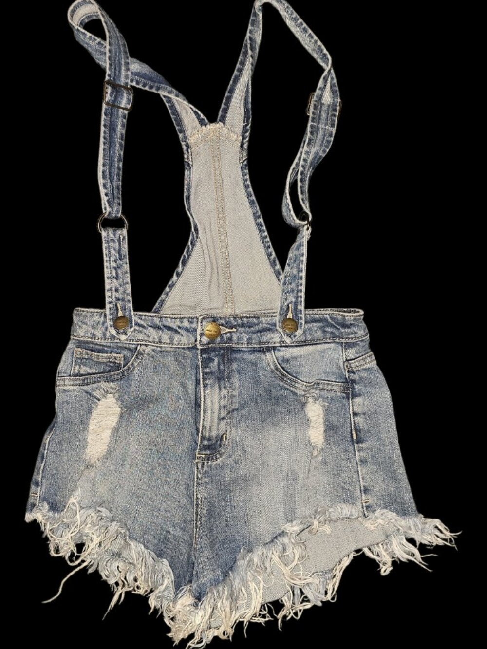 Ladies Sneak Peep Fringe Suspender Shorts